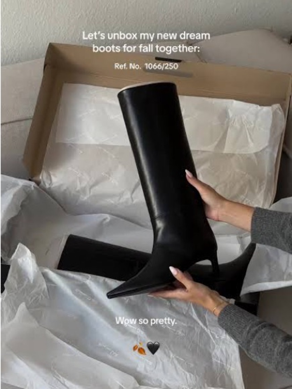 Massimo Dutti Black Over-the-Knee Pointed Toe Heeled Boots leather